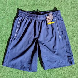 Members Mark Reflective Shorts Mens Med Navy Blue Sport Active Performance NWT