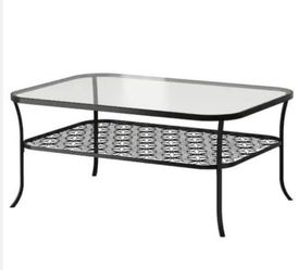 Black Metal Glass Top Coffee Table