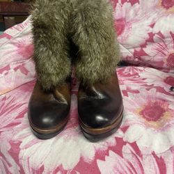 Vince Camuto Fur Cuffed Leather Boot