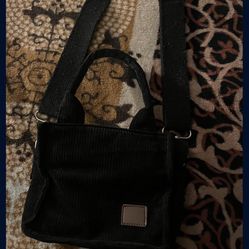 Aesthetic Black Corduroy Mini Crossbody Tote