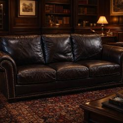 Top-Grain Leather Sofa – Cordovan Burgundy – High-End Quality