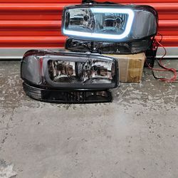 FOR GMC SIERRA/YUKON 1(contact info removed) PAIR OF BLACK/CLEAR LED DRL HEADLIGHTS