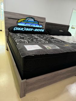 Black sledge queen mattress and Boxspring with Bedframe combo