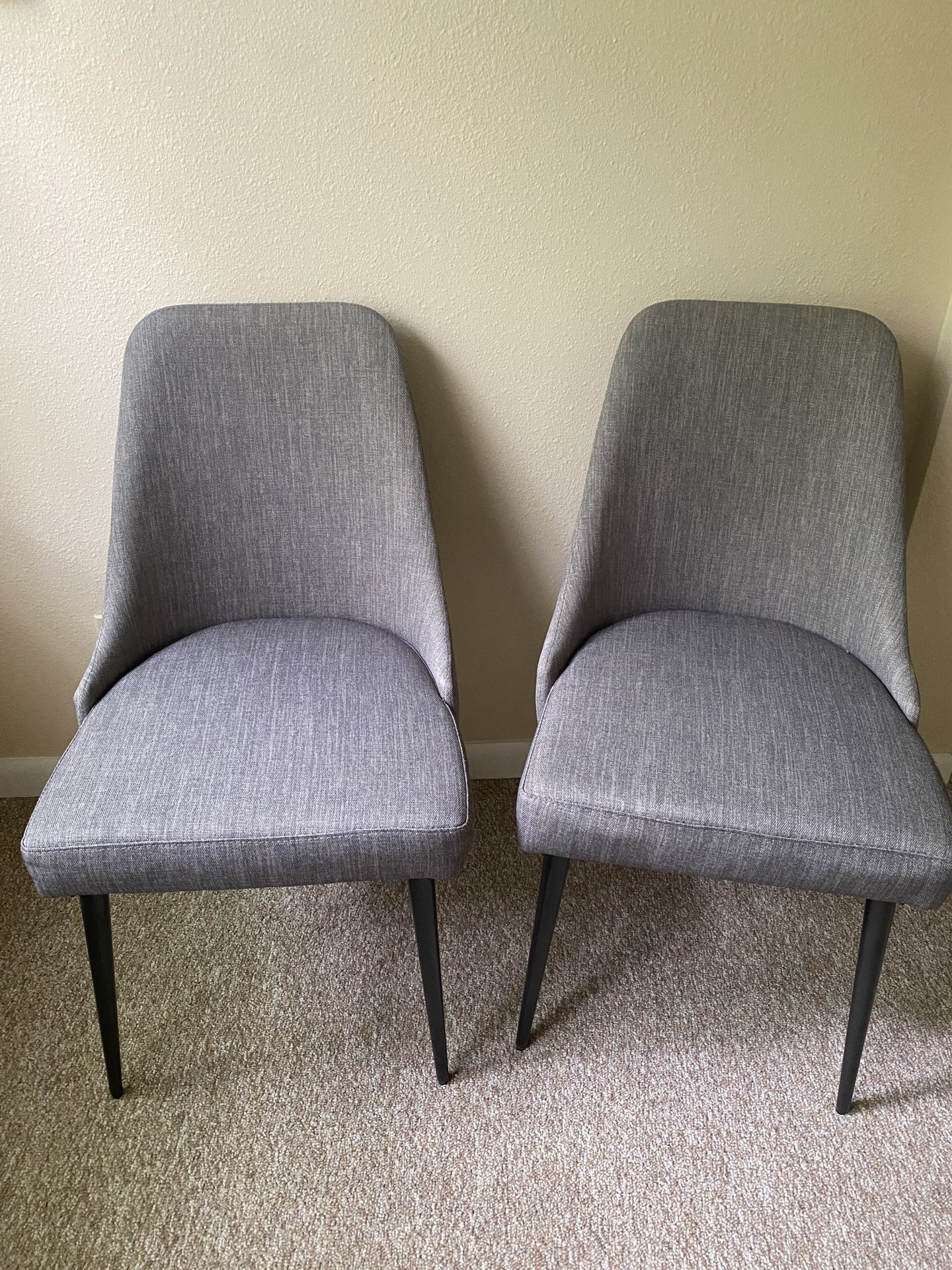 Pair Of Chairs, Grey Upholstery