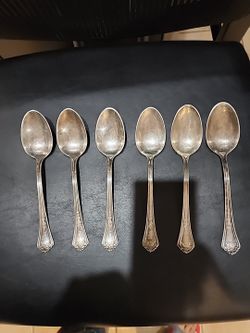 REED & BARTON Silverplate 6 Patterned Handles 8.25"Inc  Silver