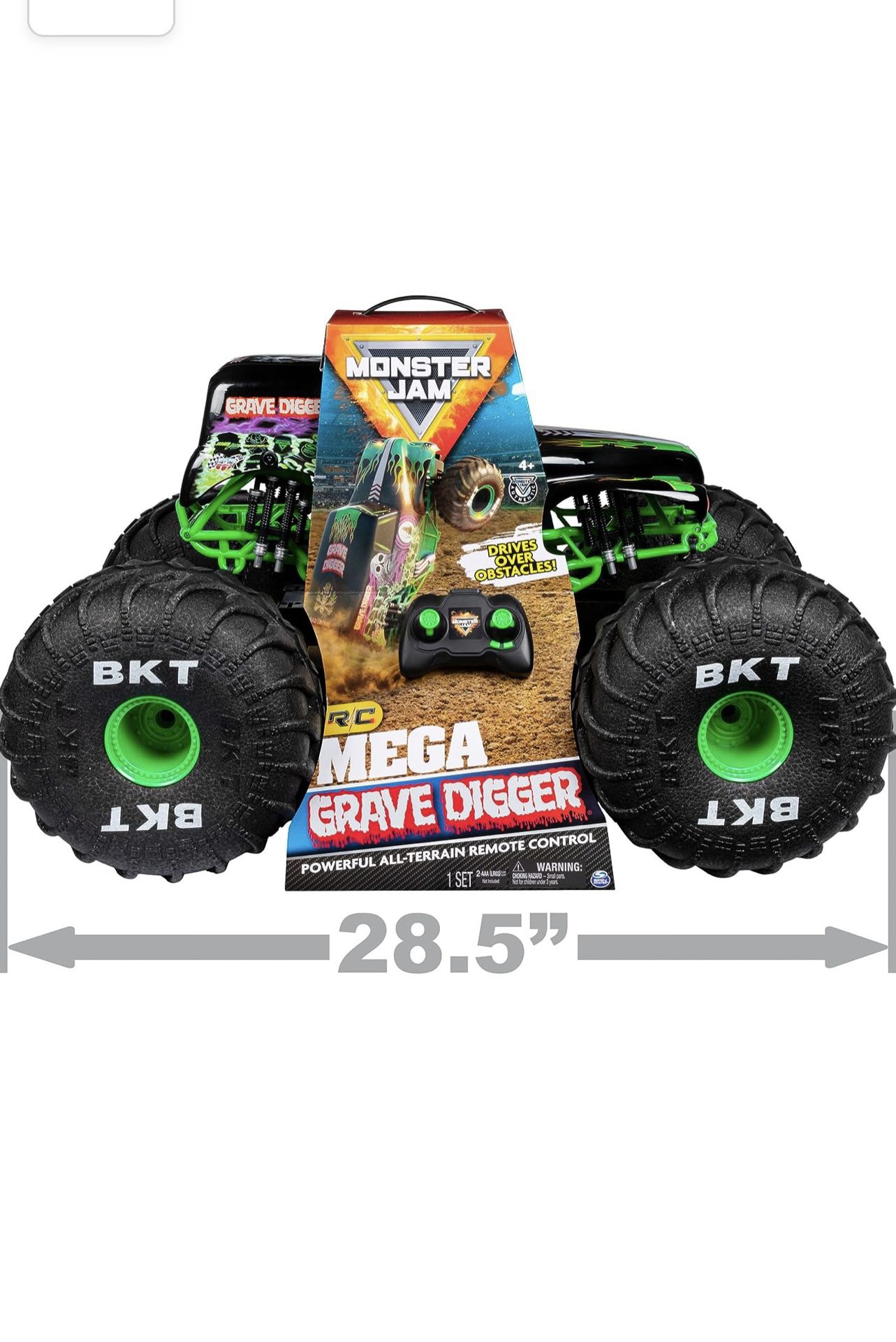 Monster Jam Official Mega Grave Digger All-Terrain Remote Control Monster Truck With Lights - 1:6 Scale