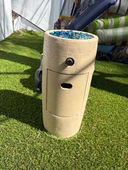 Moving Sale: Outdoor Propane Fire Column with Blue Glass
