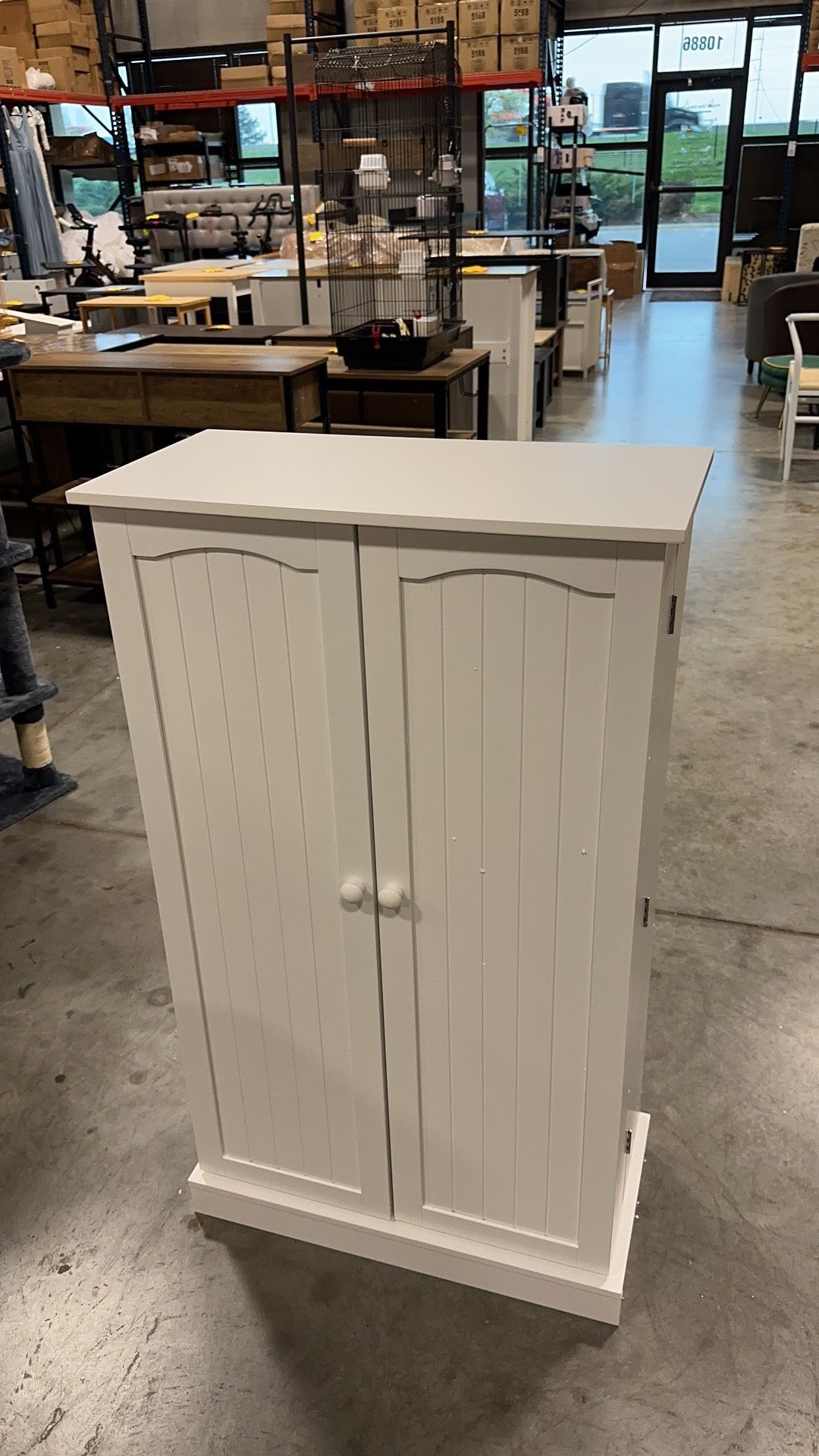 #042709 HOMEFORT 41" Kitchen Pantry, Farmhouse Pantry Cabinet, Storage Cabinet with Doors and Adjustable Shelves 41" H x 23.2" W x 12" D (White)