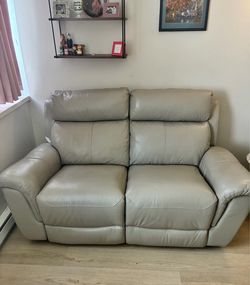 Dryden Leather Power Loveseat w/ Power Headrest from Raymour & Flanigan