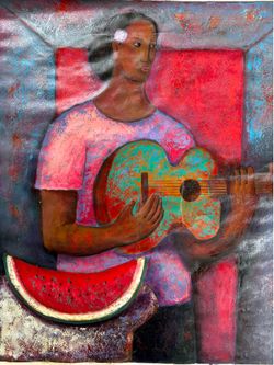 Rufino Tamayo Style Acrylic Painting