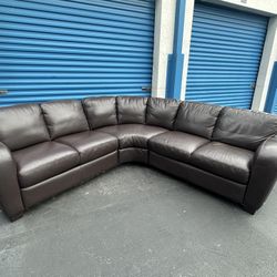 Brown Italian Leather Sectional(free Delivery)