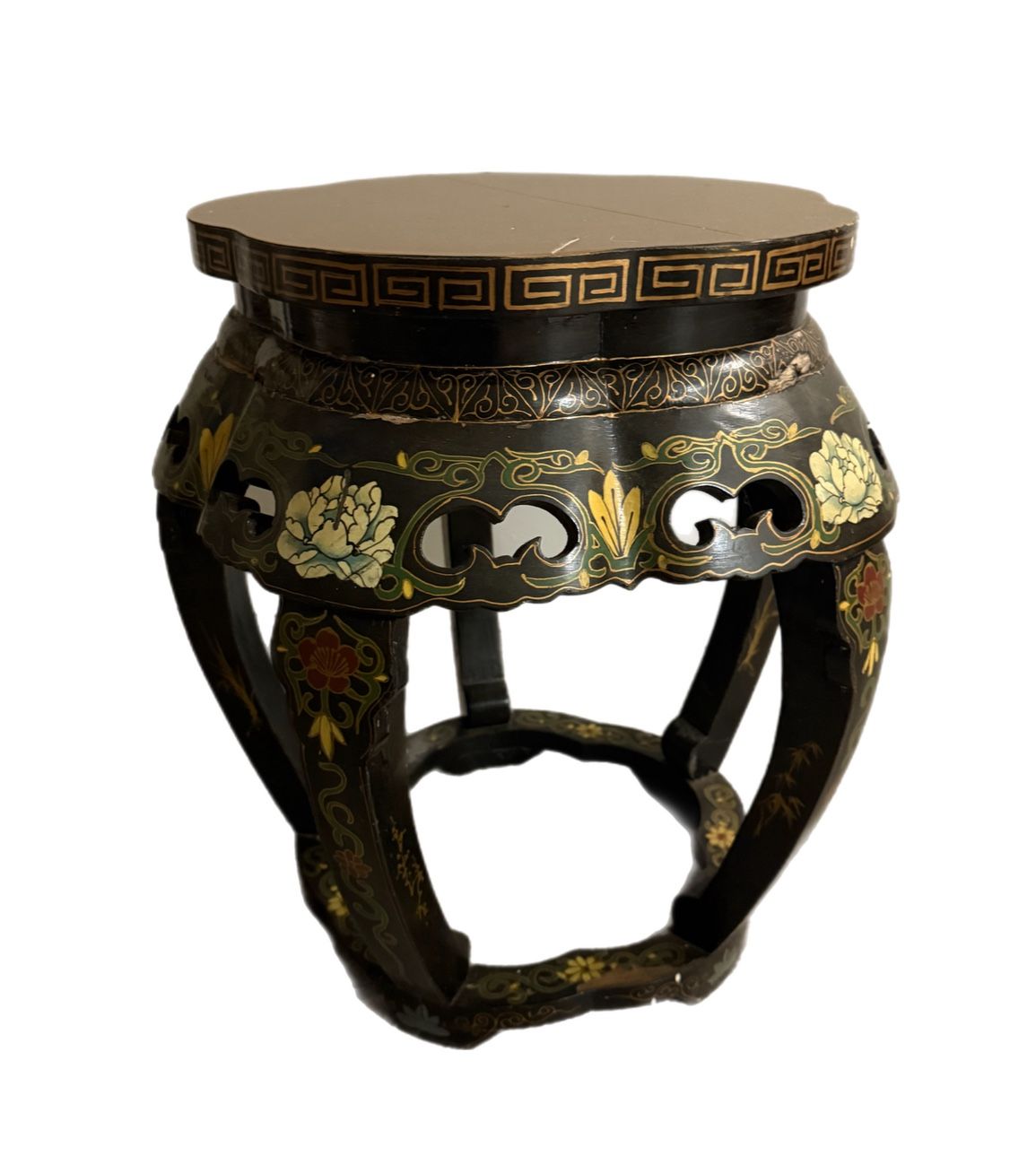 Chinese Oriental Lacquered Stool 18x13