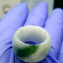 Burmese type A icy jade Jadeite Ring US 11. Certified.
