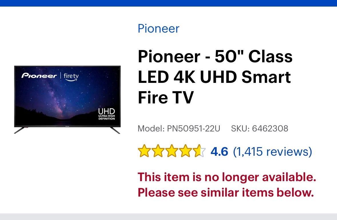 Pioneer 50” Class LED 4K UHD Smart Fire TV