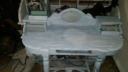 Antique Vanity / Desk white /blue