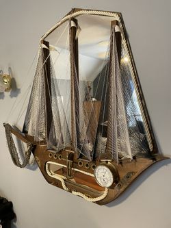 String Wall Art Ship With Mirror Back