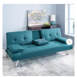 Futon Sofa Bed, Teal