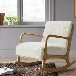 Esters Wood Armchair Faux Shearling White - Project 62

