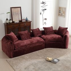 Modular Sectional Sofa, Modern U-Shaped Sofa Couch with Chenille Fabric, Large Deep Seat Sofa Sets with Thickness Seating Padding for Living Room, Apa