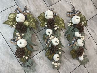 New 3- Piece 25"H Fall Pumpkin Lotus Leaf Swag Thanksgiving Decor