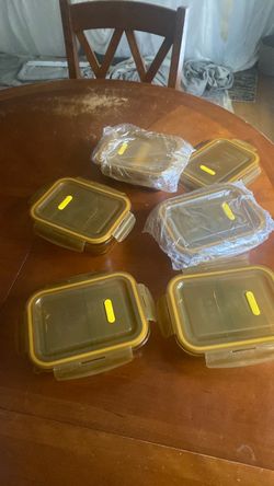 Set of 5 Amber Glass Food Containers