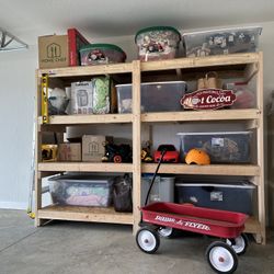 Always available! WE DELIVER and set up our hand-built SHELVING for homes, schools, churches, rental units, shipping containers, and more. 