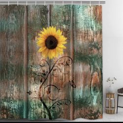 New sunflower shower curtain with hooks