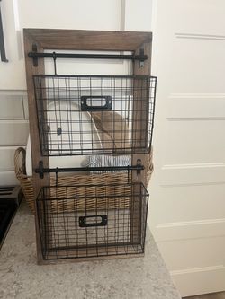 Rustic Wood and Wire Wall Organizer $15