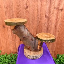 Rustic wood cake stand