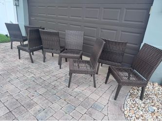 SET OF 8 OUTDOOR DINING CHAIRS