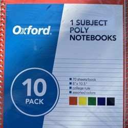 One Subject Poly Notebook 10 Per Pack