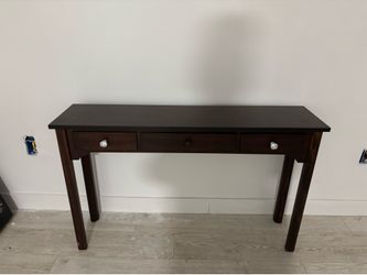 Dark Wood Console Table with 3 Drawers