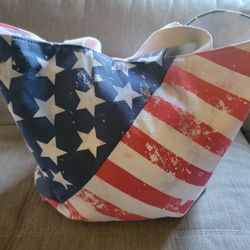 American Flag Print Tote Bag