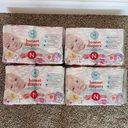 Honest co Newborn diapers, 10 for 1 pack or $30 for all 4