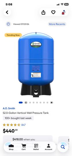 52 gallon well pressure tank