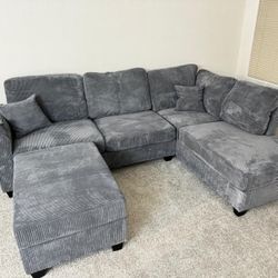 3-PC RAF Sectional Corduroy Set + Ottoman - Special Order Only! (3-Day Delivery)