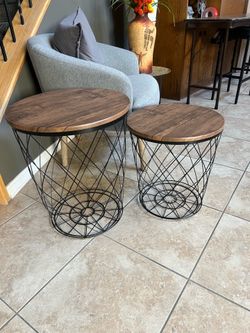 Lavish Home Nesting Tables set of 2 - with Removable tops for storage