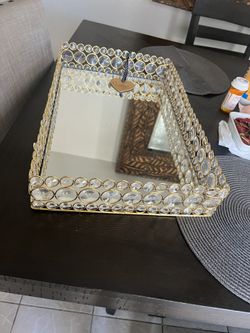 Home Decor Mirror Golden Tray