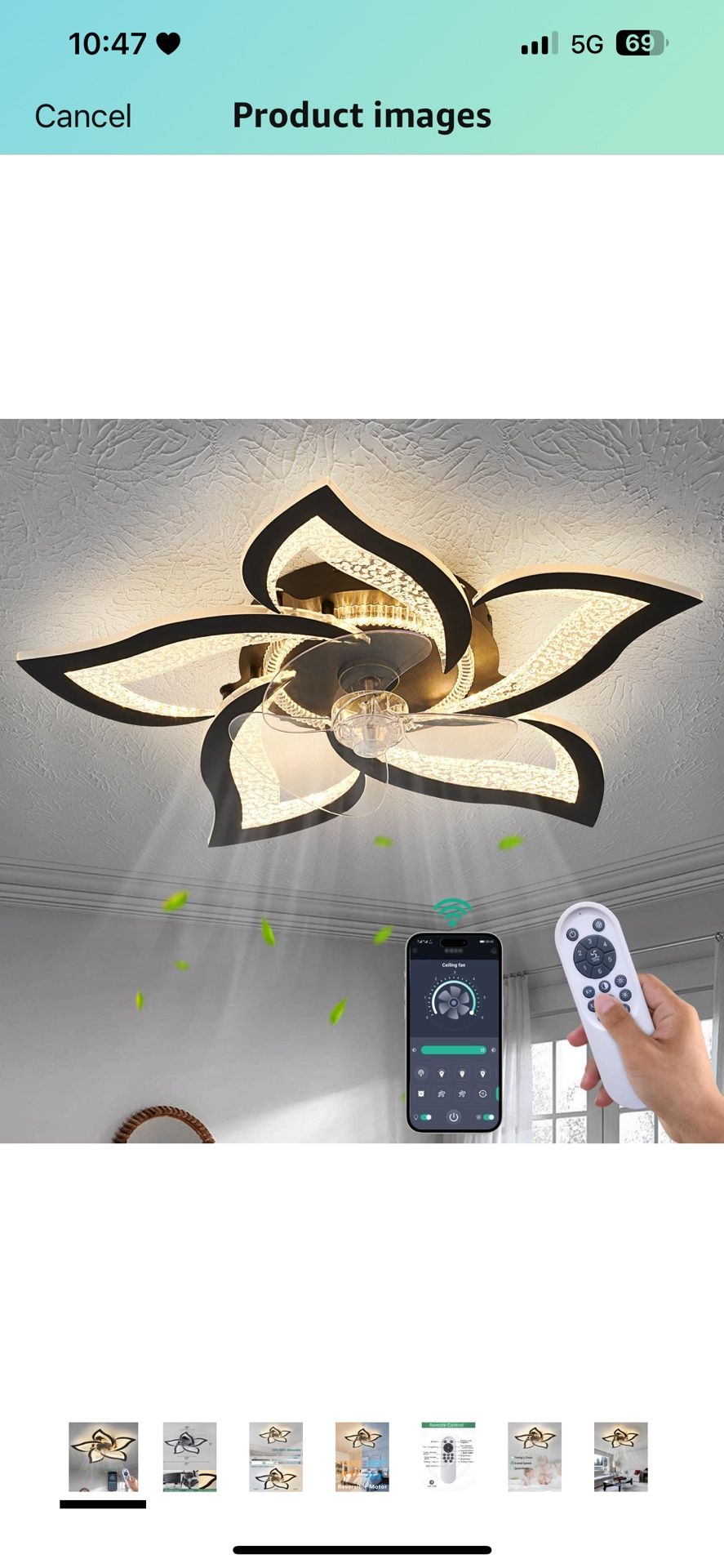 Flower Ceiling Fans with Lights and Remote, 27 Inch