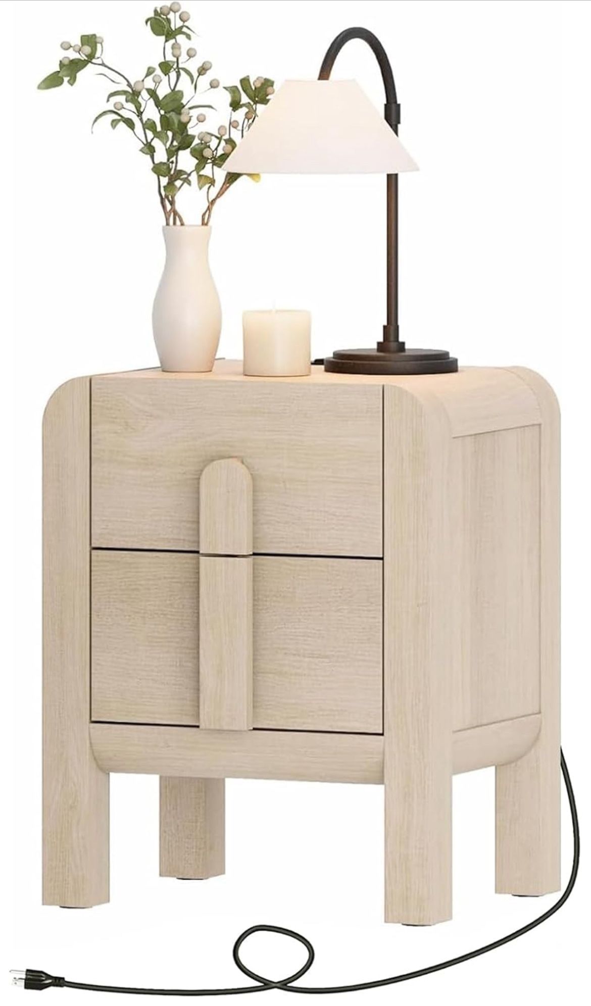 Tall Nightstand / End Table with Charging Station
