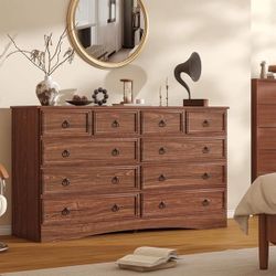 10 Drawers Dresser for Bedroom, 55.2 Inch Wide Large Dressers & Chests of Drawers, TV Stand for 65 inch, Storage Organizer Furniture, Hallway, Entrywa