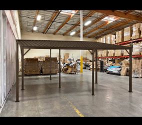 New 12’x20’ Outdoor Lean To Metal Gazebo Shade Pergola for Deck Porch Patio