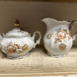 4-Piece German Porcelain Cream & Sugar Set - Edelstein and Mitterteich Bavaria