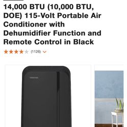 New No Box Tashiba 10,000 BTU A/C Portable Air conditioner 