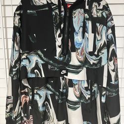 WOMENS NIKE NSW PRINTED MARBLE HALF ZIP JACKET  Size XL 908766 010