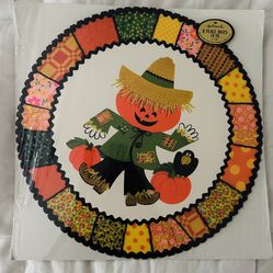 Set of 8 Vintage Hallmark 14” Placemats. Fall/ thanksgiving  Scarecrow. New old stock.  Thicker card stock/ Die cut. 