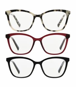 Brand New Design Optics by Foster Grant Fashion Cateye Reading Glasses +1.25, +1.50, +2, +3, 3-pack