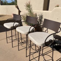 3 Wrought Iron Barstools 
