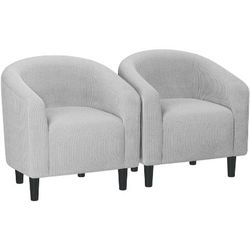 2 Corduroy Fabric Club Chair Accent Barrel Chair Upholstered Arm Chair