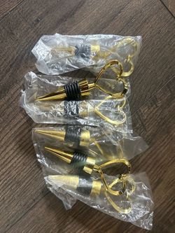 Gold Heart Wine Bottle Stoppers Set of 6